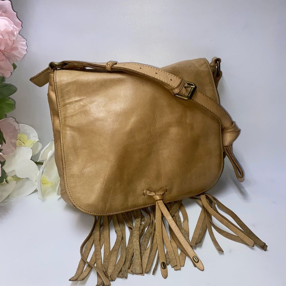 Lucky Brand Tan Fringe Crossbody Bag